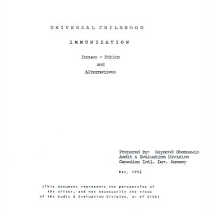 UNIVERSAL CHILDHOOD IMMUNIZATION